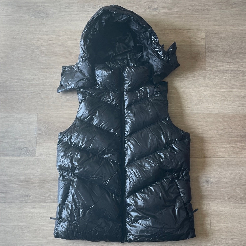 Athleta Black Puffer Vest with Removable Hood